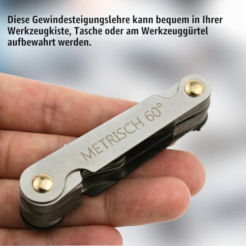 52 Sheets Thread Gauge, Metric Inch, Stainless Steel Thread Gauge, Metric 60 Degrees, Thread Template, Fine Thread Measuring Tool, Radius Gauge Measuring Tool, Feeler Gauge for Precision Measurements