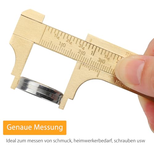 Calliper Small Analogue Handy 100 mm Pack of 2 | Mini Brass Sliding Gauge, Double Scale, Pocket Ruler, for Jewellery, Woodworking, Inch Measuring Tool Ruler
