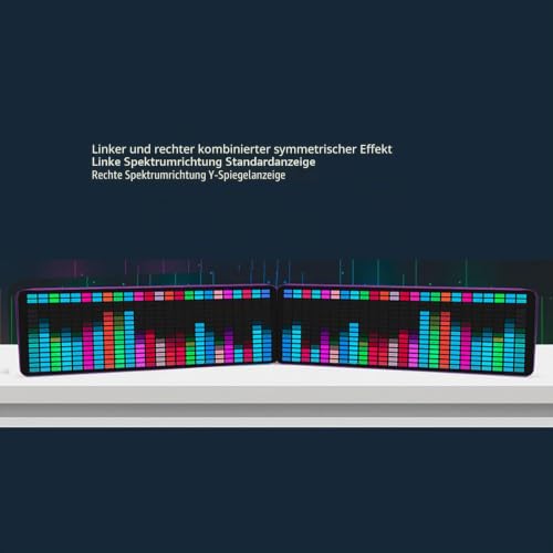Music Spectrum Display, 384 LED Audio Spectrum Analyzer with Clock, 20 Dynamic 7-Color Music Spectrum Pickup Analyzer with 1624 Segment Rhythm Light Level Voice Sensor, for Audio