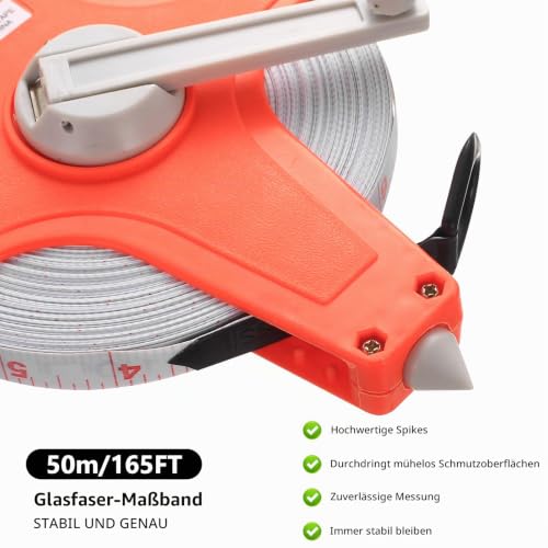 Fibreglass Tape Measure, 50 m/165 FT, Double Sided Scale