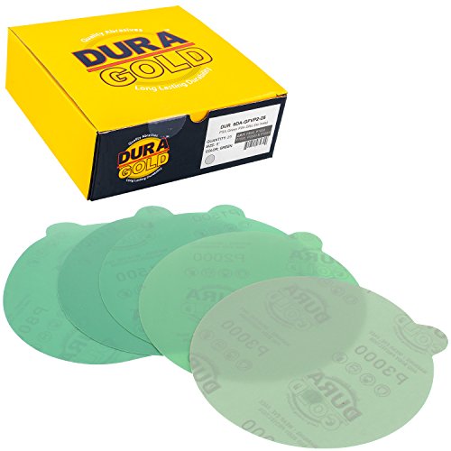 Dura-Gold 800, 1000, 1500, 2000, 3000 Grit 6" Green Film PSA Sanding Discs & 6" PSA DA Sander Backing Plate