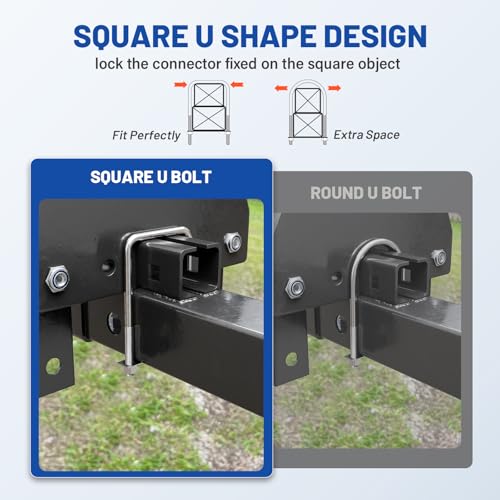 Anina 4PCS Square U Bolts with Frame Plates and Nuts Stainless Steel U Clamp Bolts for Wood, Sailboat Trailers, Tube, Industrial Supplies 3/8'' x 4'' x 7'' Thread +3/8'' X 3'' X 7''