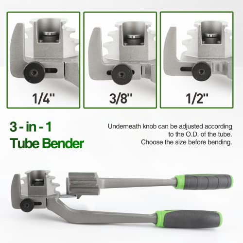 Super Stars 3-in-1 Tubing Bender for 1/4 Inch, 3/8 Inch, and 1/2 Inch Outer Diameter Copper and Aluminum Tubes, 180 Degree HVAC Pipe Bending Tool for AC Repair 1/4", 3/8", 1/2"