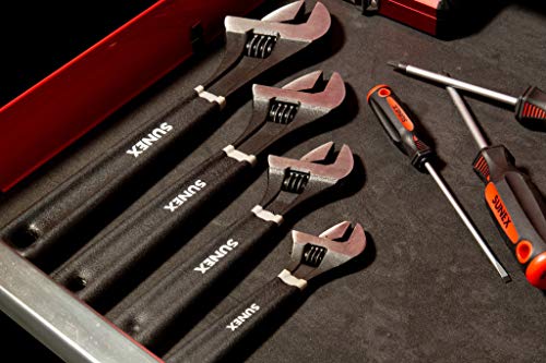 Sunex 9618A 4Pc Adjustable Wrench Set, 6" 8" 10" 12"