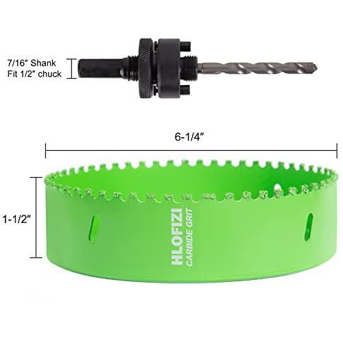 6-1/4 Inch Carbide Grit Hole Saw 6.25 Hole Saw for 6 Inch Recessed Lights, Cutting Through Stucco, Ceiling Old Plaster, Drywall, Cement Board with 1-1/2" Depth, Up to 3X Longer Life 6-1/4 In.
