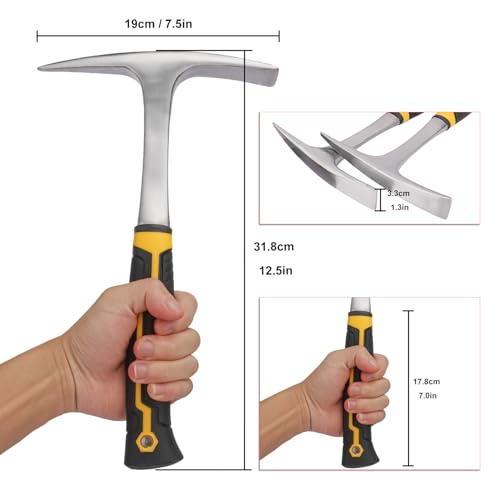 2 Pack 28 OZ Rock Pick Hammer - Professional Forged Brick and Geology Tool, Chipping Hammer for Welding, Superior Pick Axes for Digging & Sheet Metal