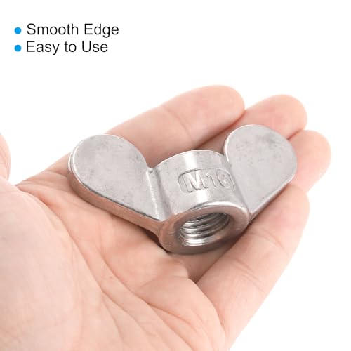 uxcell M16x2.0mm Wing Nut 10 Pcs, 304 Stainless Steel Butterfly Wing Nuts Fasteners Parts Hand Twist Tighten Wing Nuts for Machinery Electronic Equipment DIY, Silver