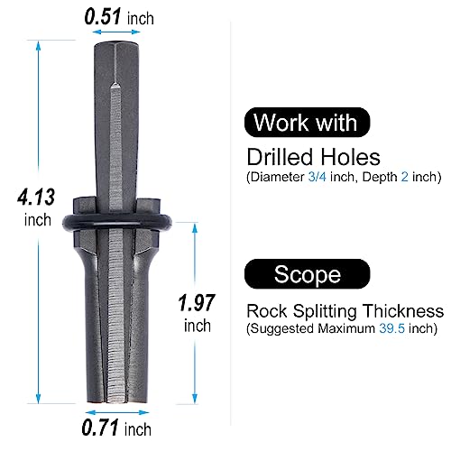 10 Sets Rock Splitter, 3/4 inch Diameter with 2 inch Depth Drill Hole Fitted Stone Splitting Tools, Spring Steel Wedge and Feather Shims Hand Tools for Masonry, Concrete Marble Granite Cutting