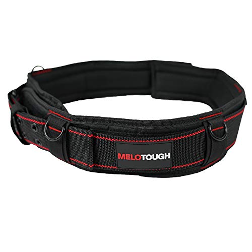 MELOTOUGH Tool Belt Suspenders with Padded Foam Adjustable Shoulder Straps + Padded Tool Belt with D ring for men construction Strong Durable Double Metal Roller Buckle