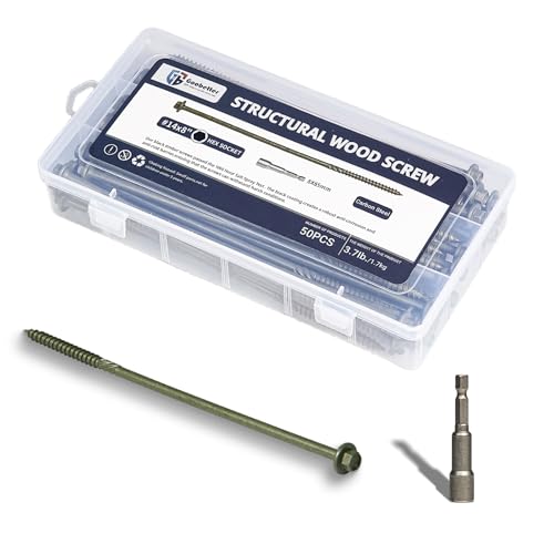 #14 x 8 Structural Lag Wood Screws, Heavy Duty Timber Screws, 50 PCS Green #14 x 8"