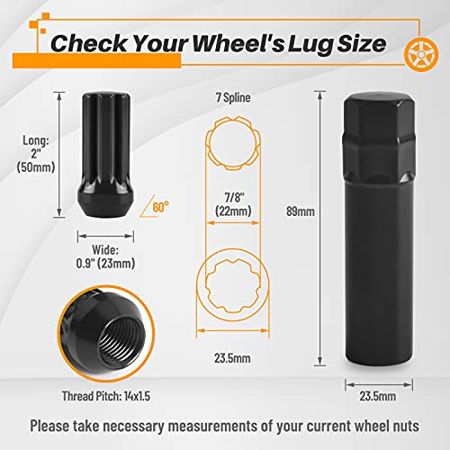 MIKKUPPA M14x1.5 Lug Nuts Black and 14x1.5 Wheel Locking Nuts