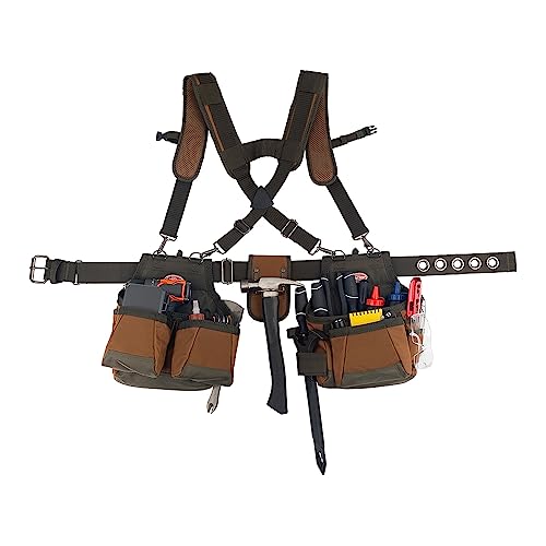 Bucket Boss AirLift Tool Belt with Suspenders (50100) and Utility Pouch with FlapFit (54170)