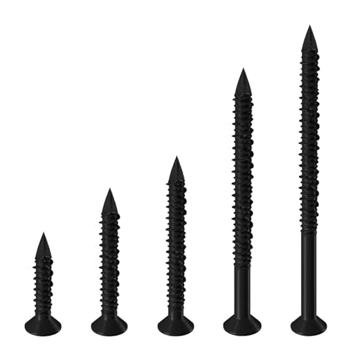 WenSilon(100 PCS) 1/4" x4 Black Concrete Screw Anchor Black Flat Head for Anchoring to Masonry, Block or Brick Stucco 1/4"x4" 100