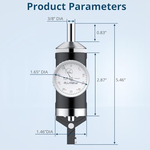 Coaxial Indicator, 0-0.15in, 0.0005in Resolution, 6 Feelers, 3/8in Shank