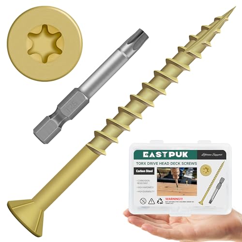 (16 Sets) 1/4-20 x 2-1/2 Carriage Bolts with Nuts and Washers & 152 PCS 2lb, Wood Screws #10x2-1/2, Deck Screws 2-1/2 Inch, Rust Resistant Exterior Epoxy Coated Outdoor Decking Screws
