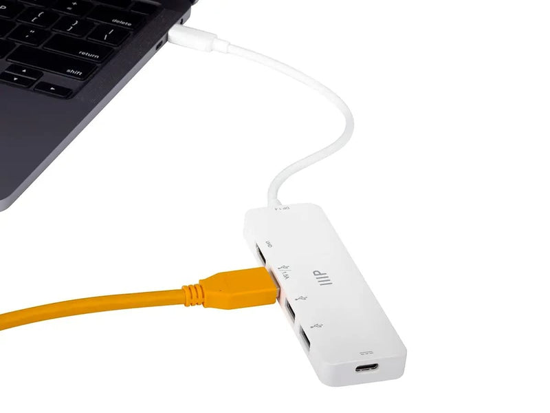 Monoprice 5-in-1 USB-C to 4K HDMI Display Adapter and USB Hub (4K@60Hz) Fast Charge, 100W PD 3.0, 5Gbps, Portable, Plug-n-Play, Compatible with Windows and MacOS Operating Systems, White