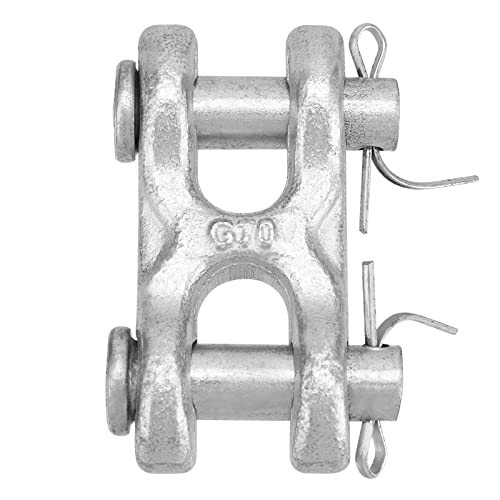 SINJEUN 6 Packs 3/8 Inch Double Clevis Link, Chain Repair Links, Twin Clevis Link for Warehouses, Factories and Seaports, WLL 6600 Lbs, G70, Silver