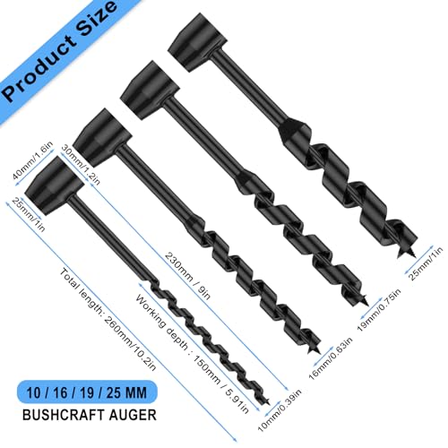 4Pcs Heavy Duty Steel Scotch Eye Wood Auger Bushcraft Drill Auger Kit 4 PCS