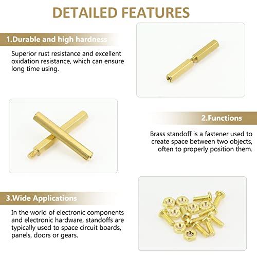 421 Pieces M2 M2.5 M3 Male Female Hex Brass Standoffs Spacers Screws Nuts Kit, Kindroufly Brass Standoffs Assortment Kit for PCB Motherboard M2 M2.5 M3 Brass Standoffs