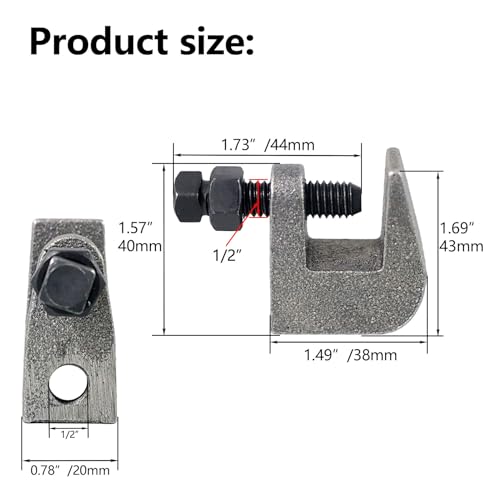 Top Beam Clamps, UNC 1/2" Iron Safety Rod Beam Clamp, 3/4" Jaw Opening, Beam Wall Ceiling Mount Vertical Piping Support-Clamp for Copper, PVC Tubing, 10 Packs