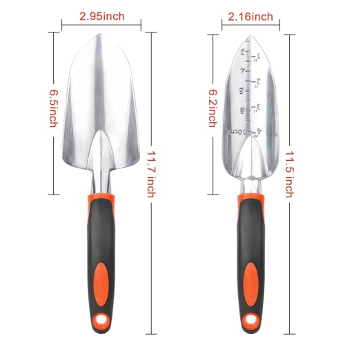 Garden Shovel Trowel Garden Tool Set, 2 Pack Heavy Duty Gardening Tools Set Include Wide Garden Trowel + Garden Tools 10 Pack Floral Pattern Garden Tool Set with Tote Bag