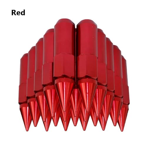 Extended Tuner Aluminum Wheels Rims Lug Nuts, M12X1.5 Extended Tuner Aluminum 90mm/3.54in Wheels Rims Lug Nuts with Spike, Red
