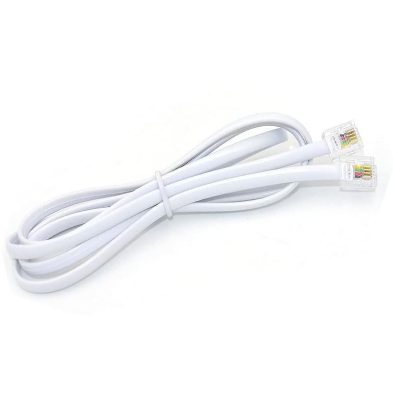 NEORTX 5ft White RJ11 Male to Male Telephone Cable for Landline, Fax, Modem & Answering Machine