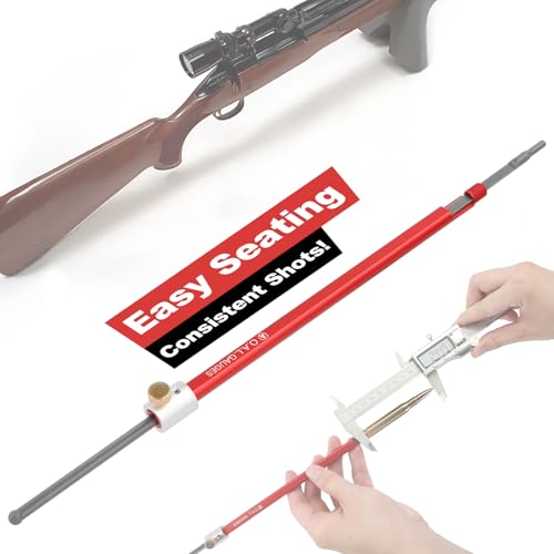 Reloading Combo – Overall Length Gauge Straight & Bullet Comparator Kit with 14 Inserts (.17–.45 Cal), Durable Aluminum Reloading Tools for Seating Depth and Cartridge Measurement