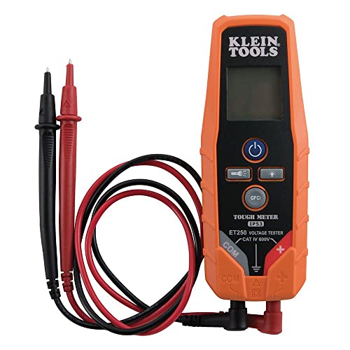 Klein Tools ET250 Voltage Meter Bundle with Replacement Test Lead Set, Right Angle Clips