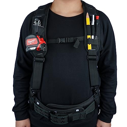KUNN 3-Points Padded Tool Belt Suspenders & Small Tool Pouch with Belt Clip
