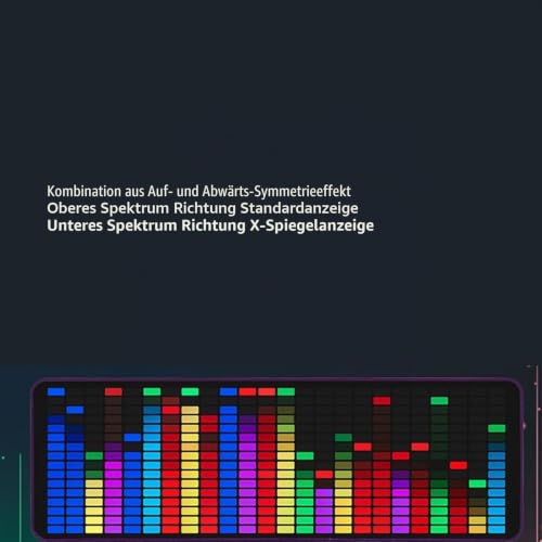 Music Spectrum Display, 384 LED Audio Spectrum Analyzer with Clock, 20 Dynamic 7-Color Music Spectrum Pickup Analyzer with 1624 Segment Rhythm Light Level Voice Sensor, for Audio
