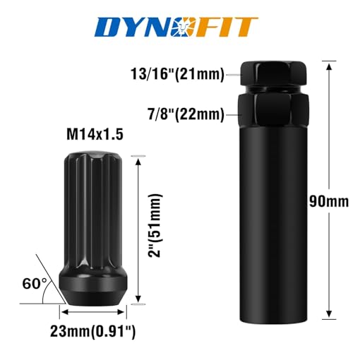 Dynofit 14x1.5 7 Spline Lug Nuts and 10 Spline Lug Nut Socket Key Replace for Bimecc TA20-1/2