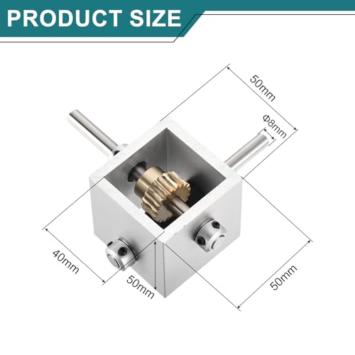 sourcing map Gear Box 90 Degree Right Angle Worm Gearbox 1:10 Reduction Gearbox 1 Module 10 Teeth Worm Gear Aluminum Frame Simple Mechanical DIY Module with 8mm Shaft, 100x100x50mm(LxWxH)