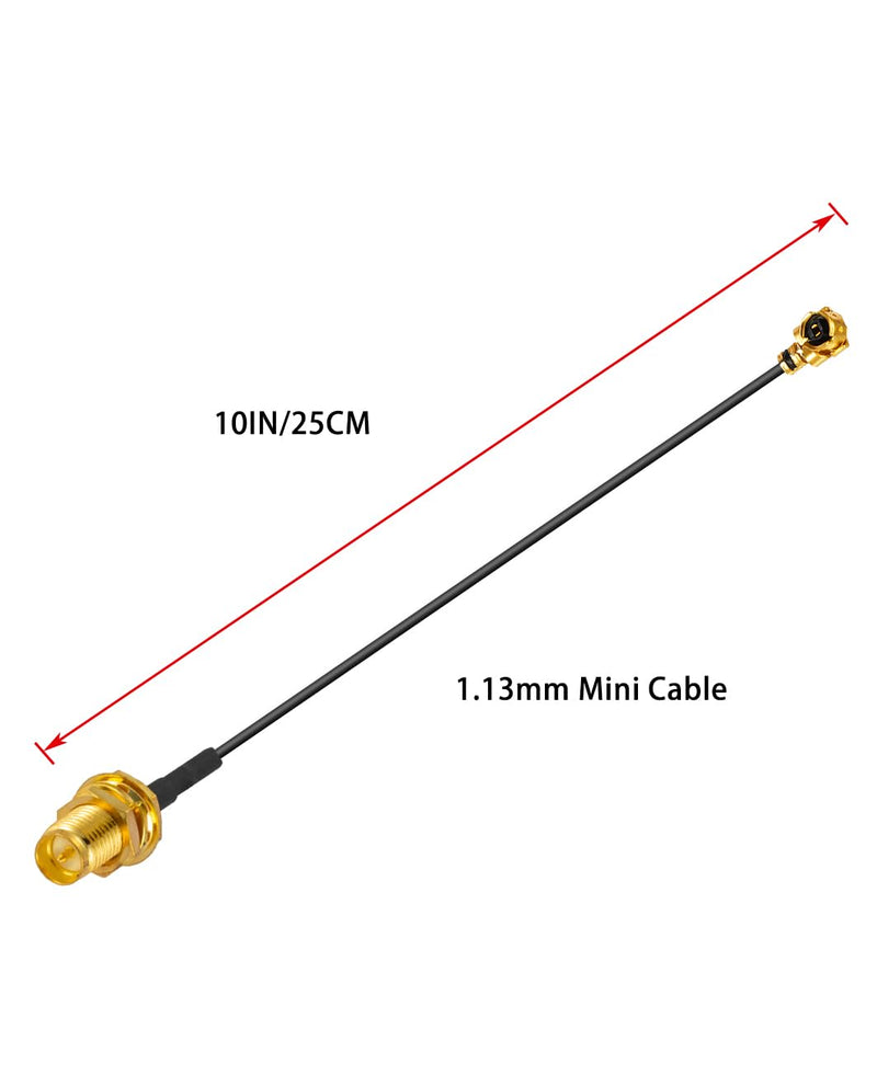 2PCS U.F.L1 to RP-SMA Female Low Loss Coaxial Cable 10" /25CM U.F.L1 1.13mm Mini-Coaxial Pigtail Cable for Wireless Routers Mini PCIE Network Cards PCI Wi-Fi WAN Repeater