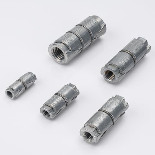 100 Pack Sieqioor 1/4" x 1-1/4" OD 1/2 Double Expansion Shield Anchors 1/4"x1-1/4"x1/2" 100 Pack