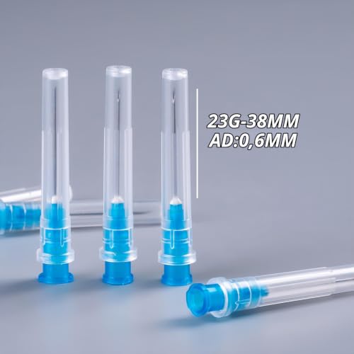 Pack of 100 23G (0.6 mm x 38 mm) Stainless Steel Dispensing Tube for Liquids, Industrial Laboratory Accessories for Household, Hobby, Oil, Adhesive, Individually Packed, 18G/19G/20G/21G/22G/23G 23g-38mm