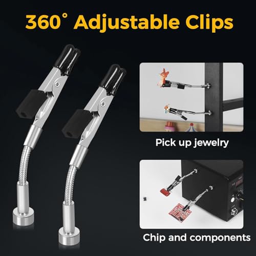 Toolour Third Hand ClampRex O3 for Makers – Compact Soldering Aid Holder with Dual Parallel Clamps, Adjustable Magnetic Base for Circuit Boards, Fine Wires and Components, No Rebound without Bite CalampRex O4