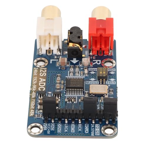 I2S ADCCapture Card Module, 24Bit 192k/96k Master Slave Mode, Analogue to I2S Signal, 3.5 mm Input, 6dB Gain