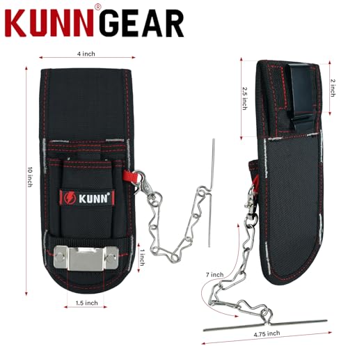 KUNN Tactical Duty Belt Suspenders with Metal Hook,Men Padded Police Harness for Duty Belt,Black + Small Tool Pouch with Belt Clip, Utility Tool Organizer with Tape Measure Holder