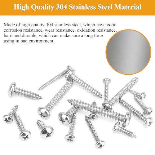 545 Pieces #4#6#8#10#12 Wood Screws Set, Phillips Pan Head #4#6#8#10#12 Self-Tapping Screws Assortment Kit, 304 Stainless Steel Wood Screws Kit (#4#6#8#10#12)