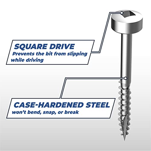 Kreg Zinc Pocket-Hole Screws, Pocket Hole Screws, 500 Count, 1-Inch