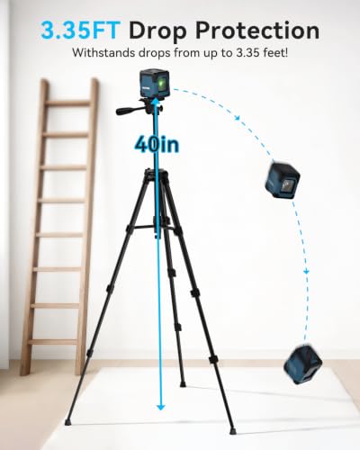 Laser Level, RockSeed Cross Line Laser with Self-Leveling, Vertical and Horizontal Line, Rotatable 360 Degree, Carrying Pouch, Battery Included (40 Inch Tripod) 40 Inch Tripod