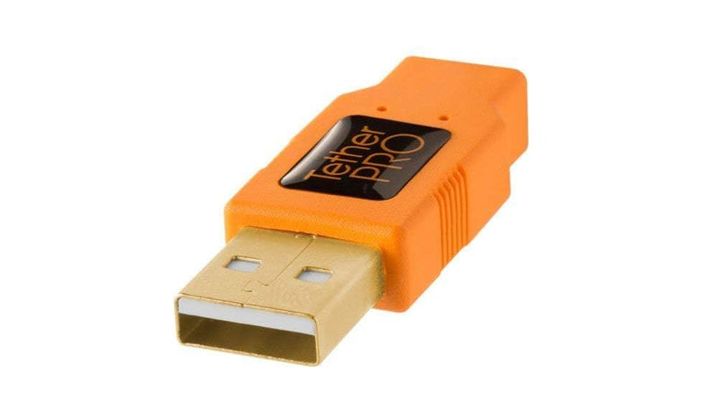 Tether Tools TetherPro USB 2.0 to Mini-B 8-Pin Cable | for Fast Transfer Between Camera and Computer | High Visibility Orange | 15 Feet (4.6 m) 15 Feet (4.6 m) 1