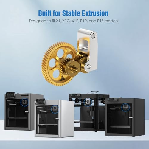 Extruder Gear for Bambu Lab X1 / X1C / X1E / P1P / P1S, Precision Brass Gear with Lightweight Aluminum Arm, Wear-Resistant Upgrade for Stable & Consistent Extrusion – 3D Printer Accessories X1/X1C/X1E/P1P/P1S