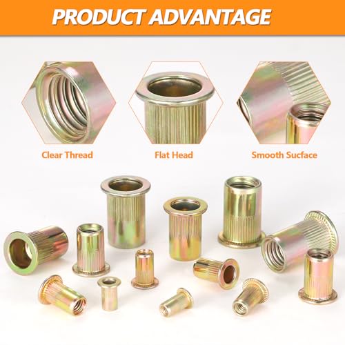 470PCS SAE & Metric Rivet Nut Kit, 6-32 to 3/8-16, M3 to M10 Metric & Sae Kit 470Pcs