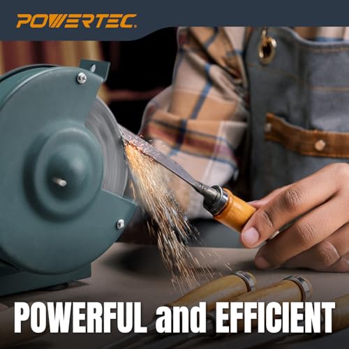 POWERTEC Bench Grinder Wheel, 6 Inch Grinding Wheel 60 Grit, Aluminum Oxide, 6 Bench Grinder Wheels for Pedestal & Benches, 3/4" Thick 1/2" Arbor, Sharpening Shaping Drill Bits, Knife, Stone - 15515 6" AO Wheels, 60 Grit