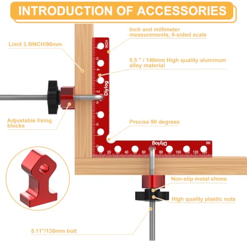 Corner Clamp for Woodworking, 90 Degree Corner Clamp, 4 Pack 5.5"x 5.5" Aluminum Alloy Right Angle Woodworking Tools, Positioning Squares for Picture Frame, Box, Cabinets, Drawers