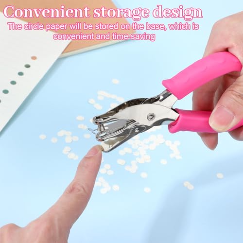 12 Pcs Single Hole Punch Handheld 1/4 Inch Hole Punch for Paper, Binder & Scrapbooking | Circle Single Shape Puncher | Soft-Grip Handles, Auto Paper Chip Collector, Lightweight, Multicolor