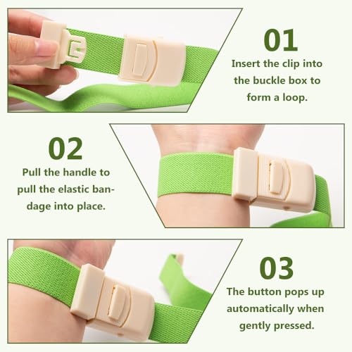 Pack of 10 Vein Stays with Release Buckle Storage Hose | for Camping, Hiking, Combat, Mountaineering, Outdoor Sports, Tourniquet for Blood Sampling, Highly Flexible, Tourniquet Venous Constrictor for Blood Sampling