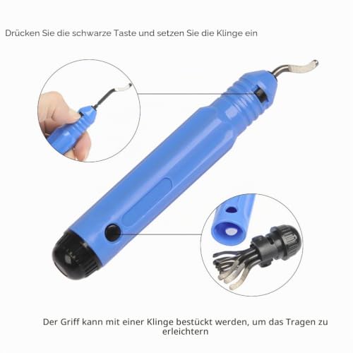 Deburring Tool Universal Hand Deburring Tool with 10 Pieces Replacement Blades Deburring Set for Plastic, Aluminum and Stainless Steel